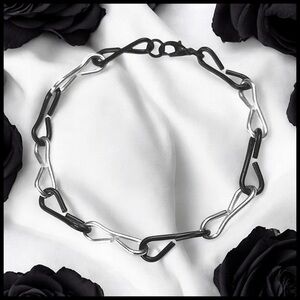 5 For $25💫Alternative Alternating Silver and Black Chain Bracelet